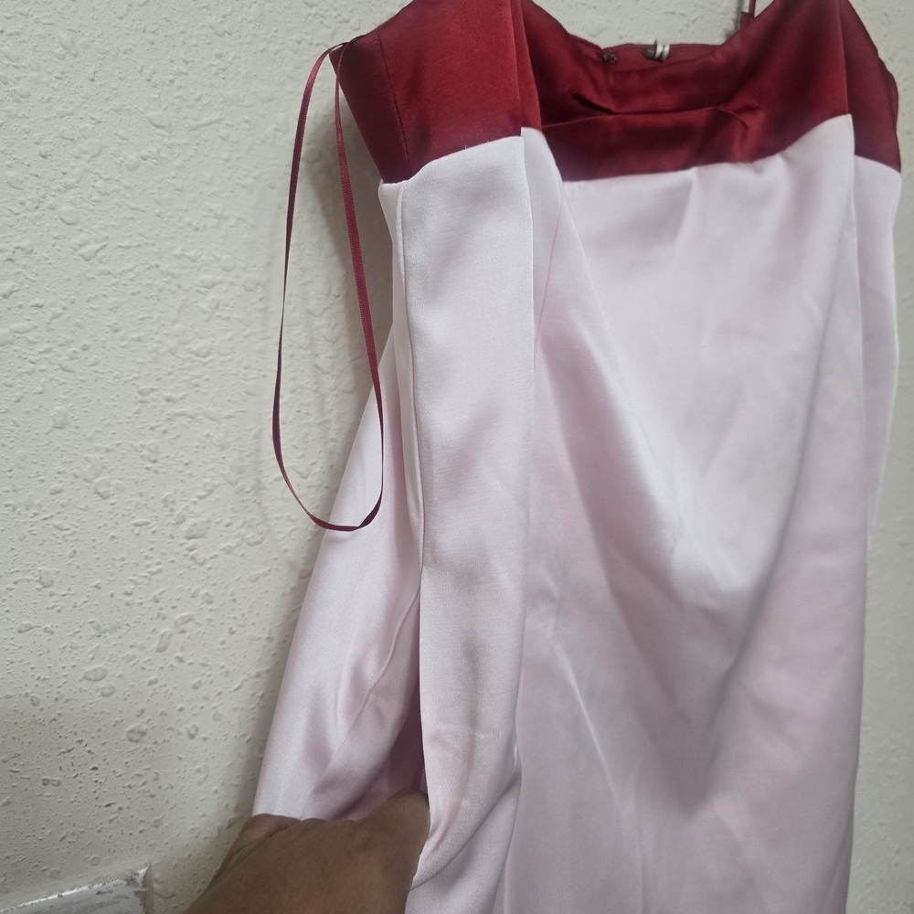 Free People Pink Mini Slip Dress with Red Satin Trim - Picture 8 of 9